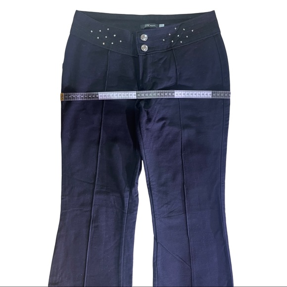 Retro stretchy black bell bottom pants size Large with Rhinestones - Picture 6 of 7